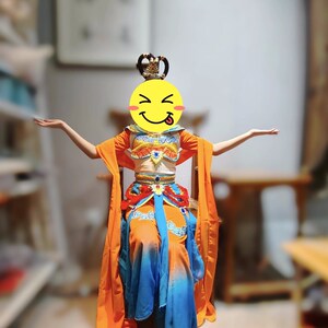 儿童敦煌飞天舞蹈服装演出服x女童飘逸中国风古典舞反弹琵琶表演
