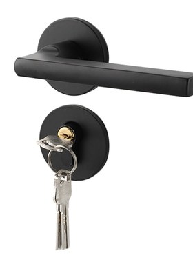 美式黑色分体磁吸房间卧室内门锁磁吸分体M把手实钢木门锁家用简