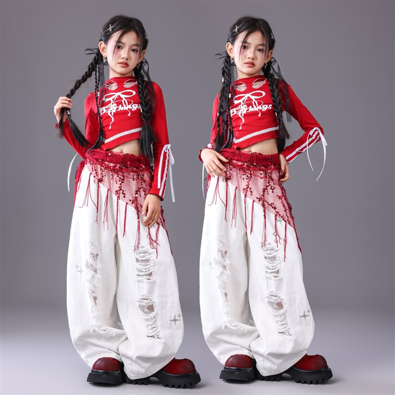 爵士舞服装女童潮酷时o髦儿童模特T台走秀潮服夸张少儿爵士演出服