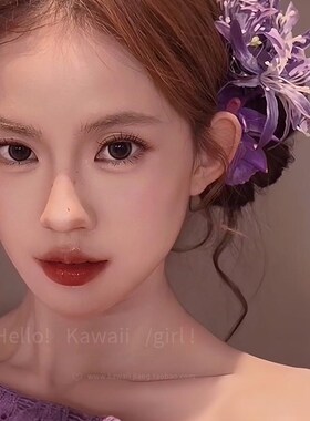 超仙紫色彼岸e花发夹新中式花朵氛围感拍照头饰女古风汉服发饰头