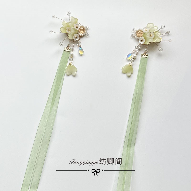 女童汉服丝带古风l飘带花朵流苏对夹超仙儿童古装唐装旗袍公主头