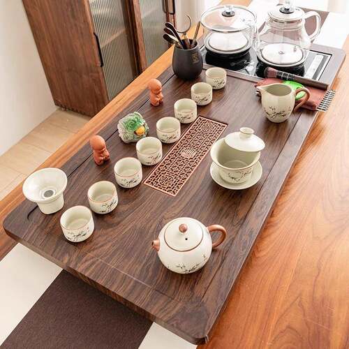 整套功夫茶具套装家用客厅自动烧水一体茶盘茶杯茶壶简约现代茶台