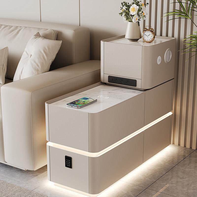 轻奢智能沙发边柜客厅高级感边几新款实木侧边柜简约置物柜收纳柜