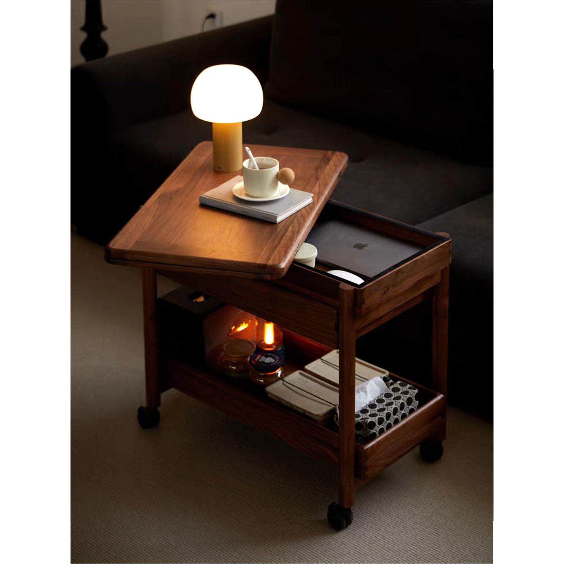 中古胡桃实木可移动折叠带抽小推车家用小户型轻奢置物客厅边几桌,住宅家具,移动边几/推车,淘宝优惠券,粉丝福利购,淘宝优惠卷