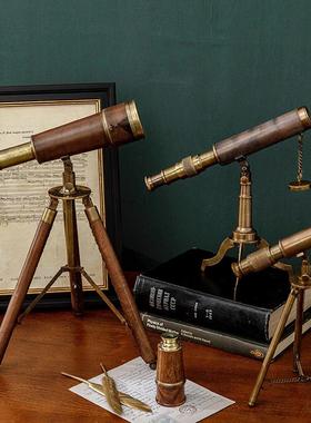 印度进口航海覆古便携单筒望远镜长辈户外书房装饰摆件礼品道具