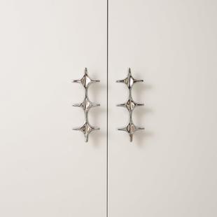 不止黄铜indoors原创设计小众银色简约黄铜衣柜门创意十字架拉手