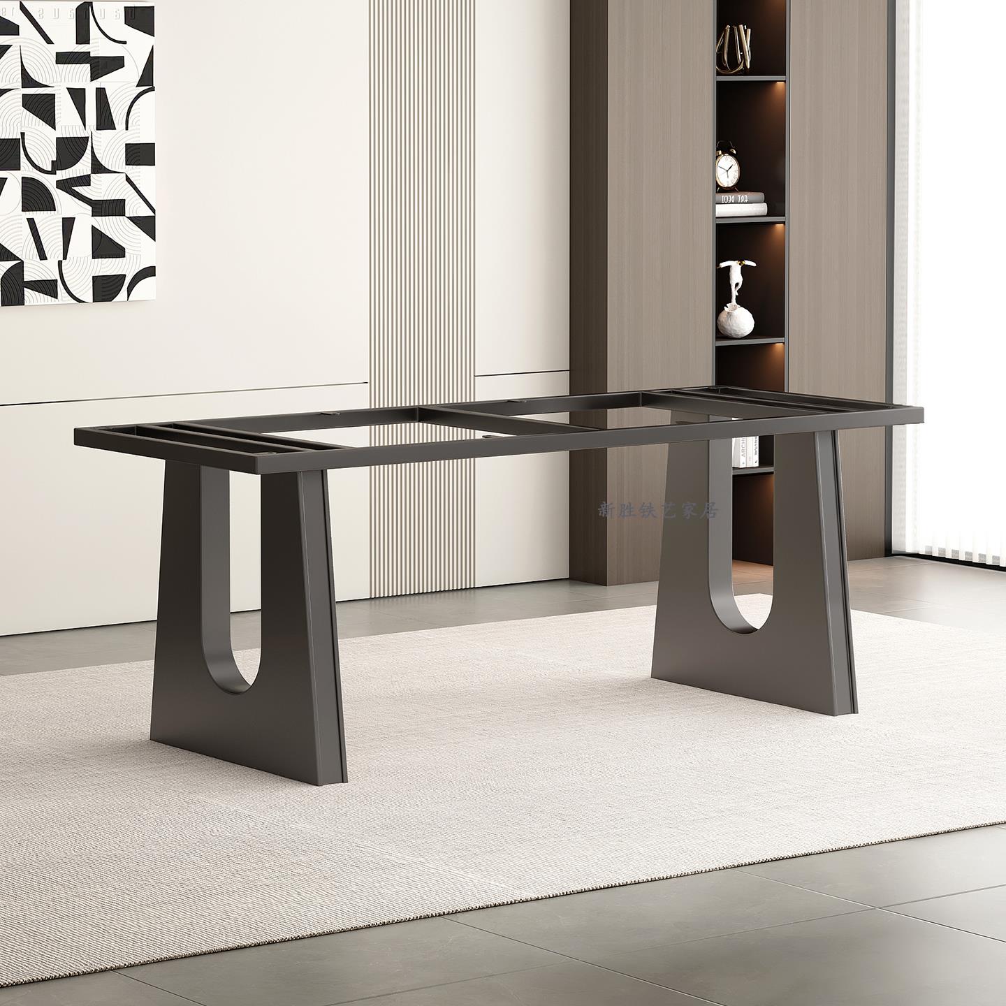 大理石桌腿支架奢石餐台脚底座岩板不锈钢茶台桌脚实木办公桌脚架