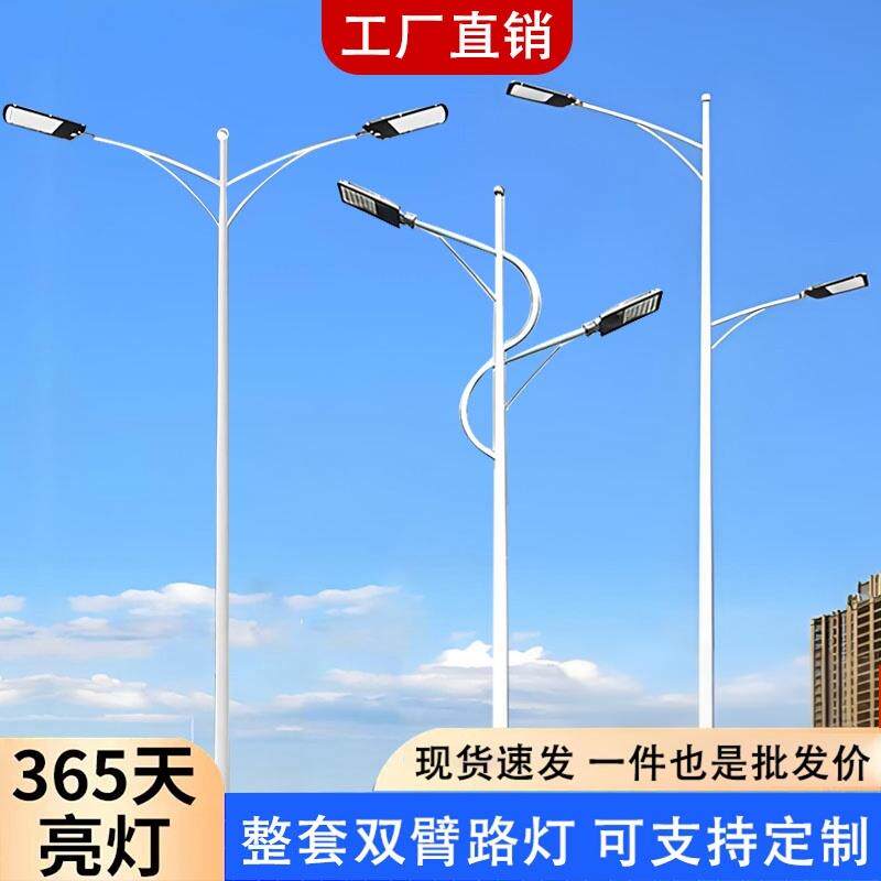 LED市电路灯户外防水市政道路照明中高杆灯新农村单臂双臂路灯杆