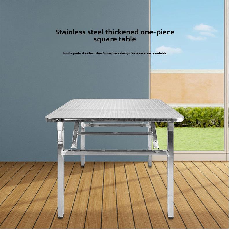 不锈钢折叠桌方形出租房间1m餐桌户外简易烧烤桌家八仙桌