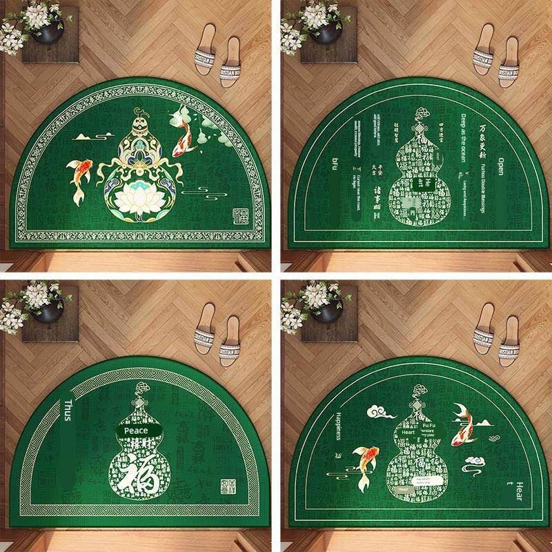 朝东朝南门开运招财半圆地垫绿色风水地毯入户门防滑除尘蹭脚垫厚
