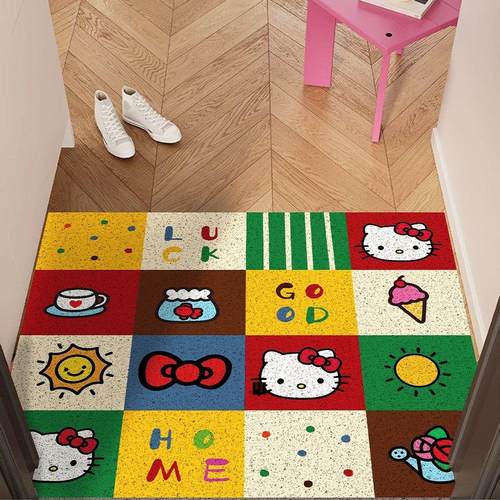 多巴胺小猫地垫入口门地垫除尘和耐污Pvc钢丝圈地毯2025新的家庭