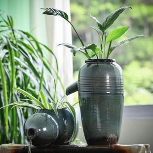 窑变陶罐流水罐循环水增氧过滤罐古法养鱼缸上出水口造景水流摆件