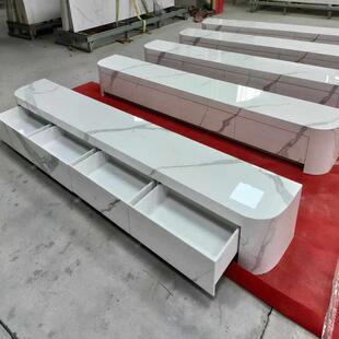 定制海棠角板岩电视柜落地柜悬挂热弯弧直角平台现代简单可及的豪