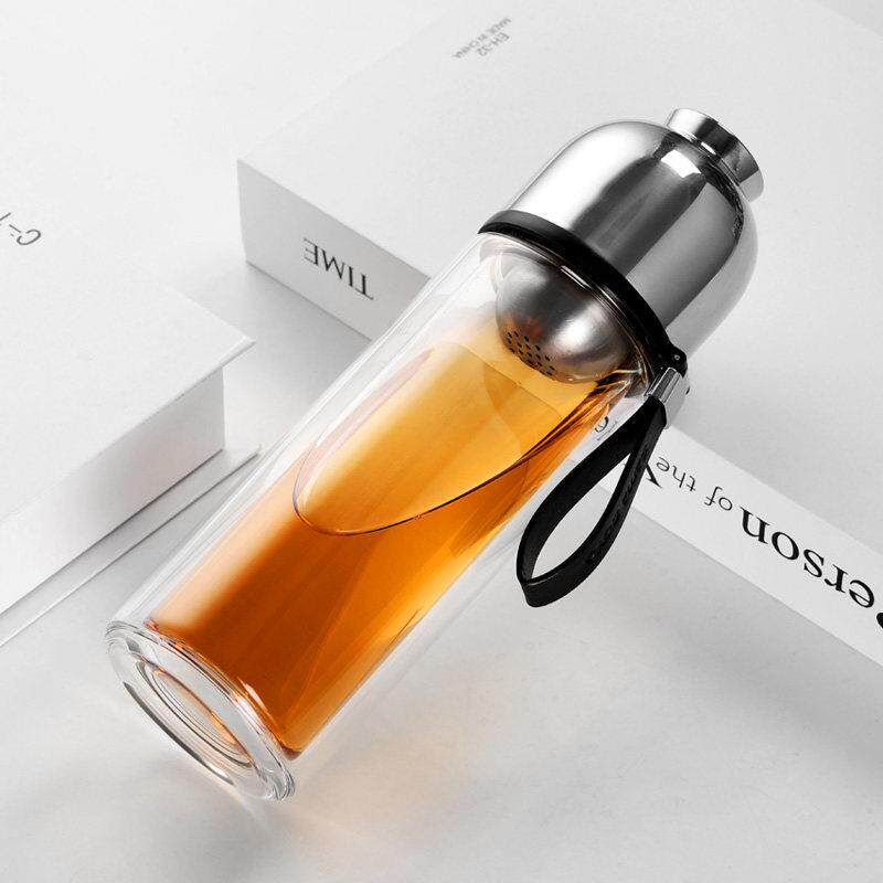 尚明茶水分离杯磁吸茶仓茶具耐热双层玻璃杯水杯家用泡茶杯随手杯
