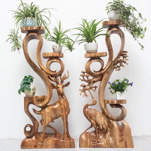 香樟木根雕花架客厅树根木雕摆件实木根雕花架天然原木底座多款