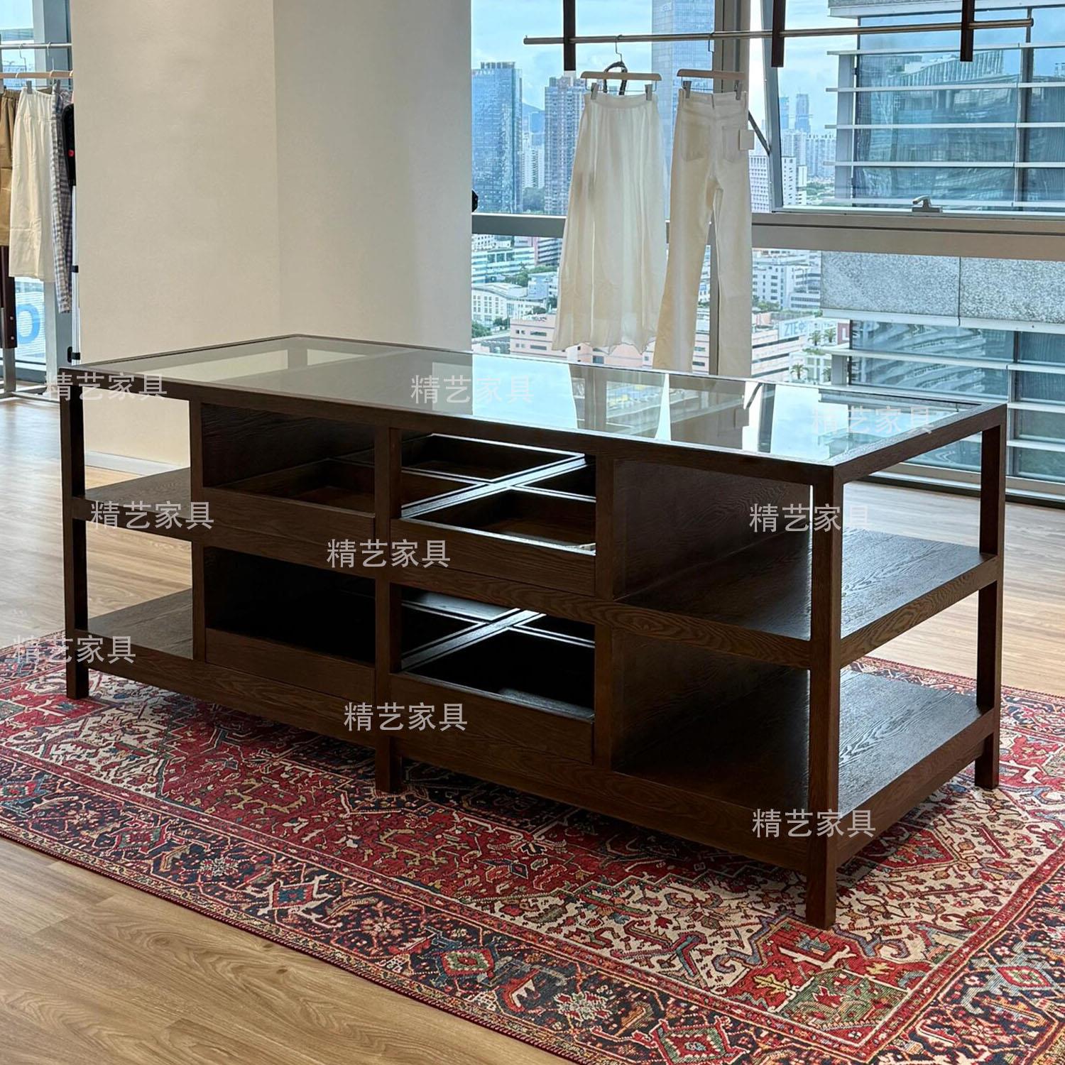 服装店中岛台展示台女装店流水台复古展示柜展示柜烤漆饰品柜