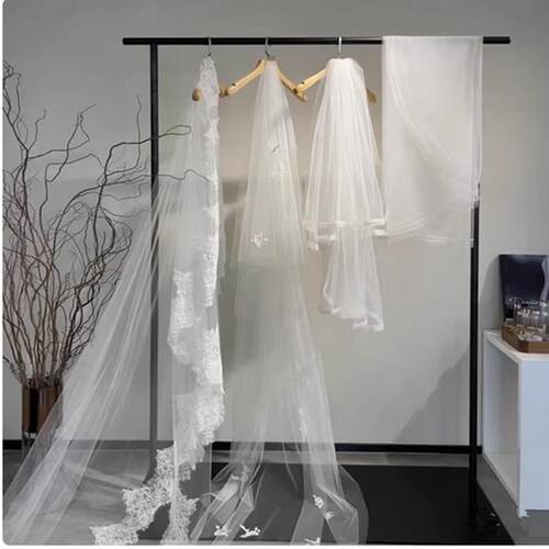黑色婚纱展示架落地式头纱挂杆照相馆礼服架子汉服秀禾专用挂衣架