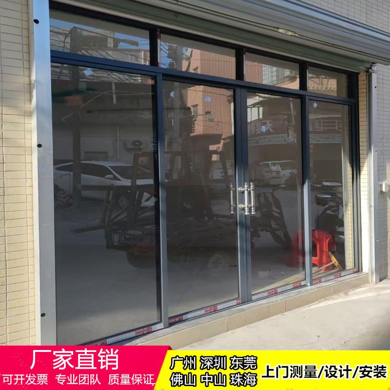 广州深圳办公室玻璃隔断铝合金钢化隔断商铺地弹簧拉门高隔断墙