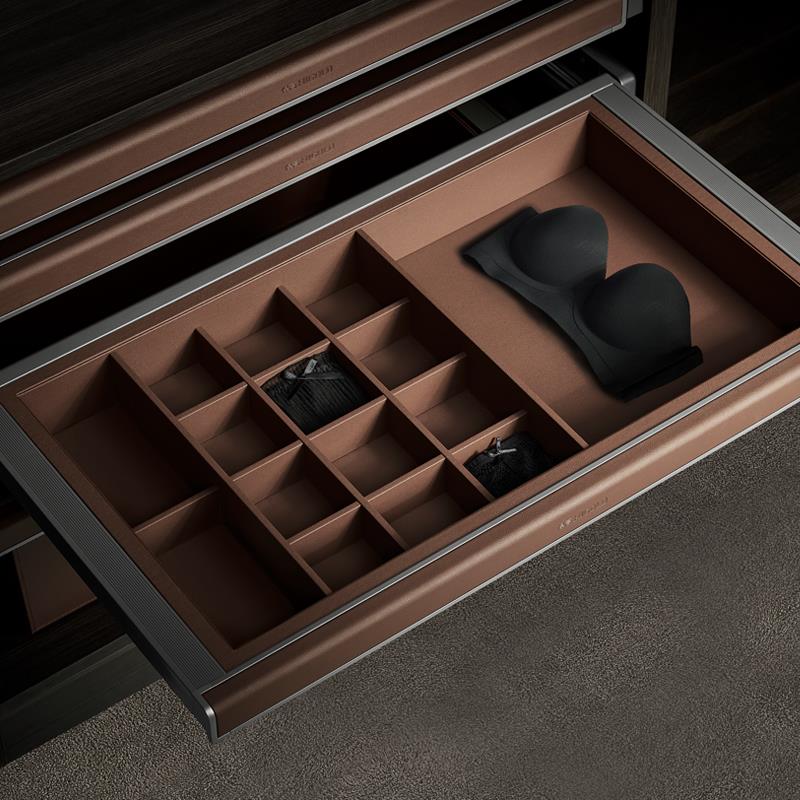 悍高BV Pro内衣收纳篮葆蝶卧室衣柜拉篮饰物全拉收纳皮革抽铝合金