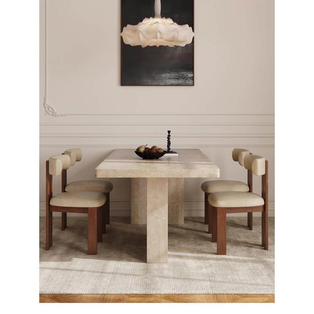 法式覆古钙华石板餐桌悬挂长方形设计师进口钙华餐桌椅组合,住宅家具,岩板餐桌,淘宝优惠券,粉丝福利购,淘宝优惠卷