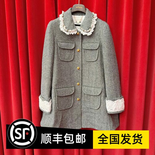 Le fame拉飞姆国内专柜代购 25 秋重工钉珠人字外套 LF25Q02SY204