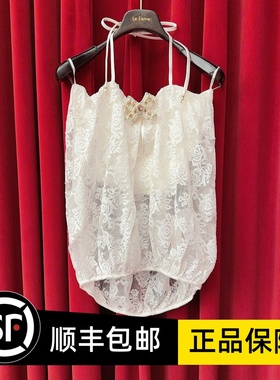 Le fame拉飞姆国内专柜代购 25 春A字蕾丝挂脖上衣LF25C215B005