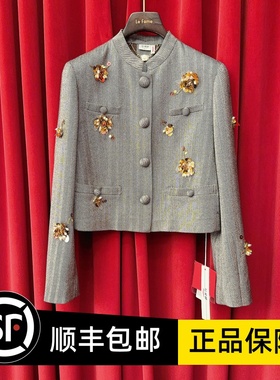 Le fame拉飞姆国内专柜代购 25 春重工钉珠花朵外套 LF25C21SC006