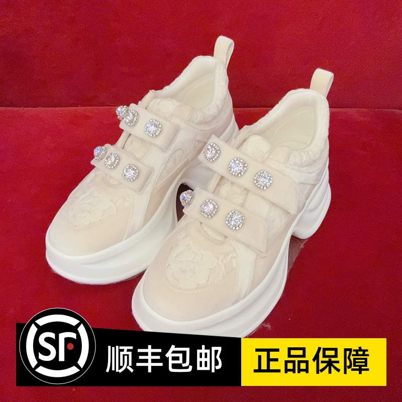 LeFame拉飞姆2024冬装2495丝绒蕾丝厚底鞋LF24D31CA413