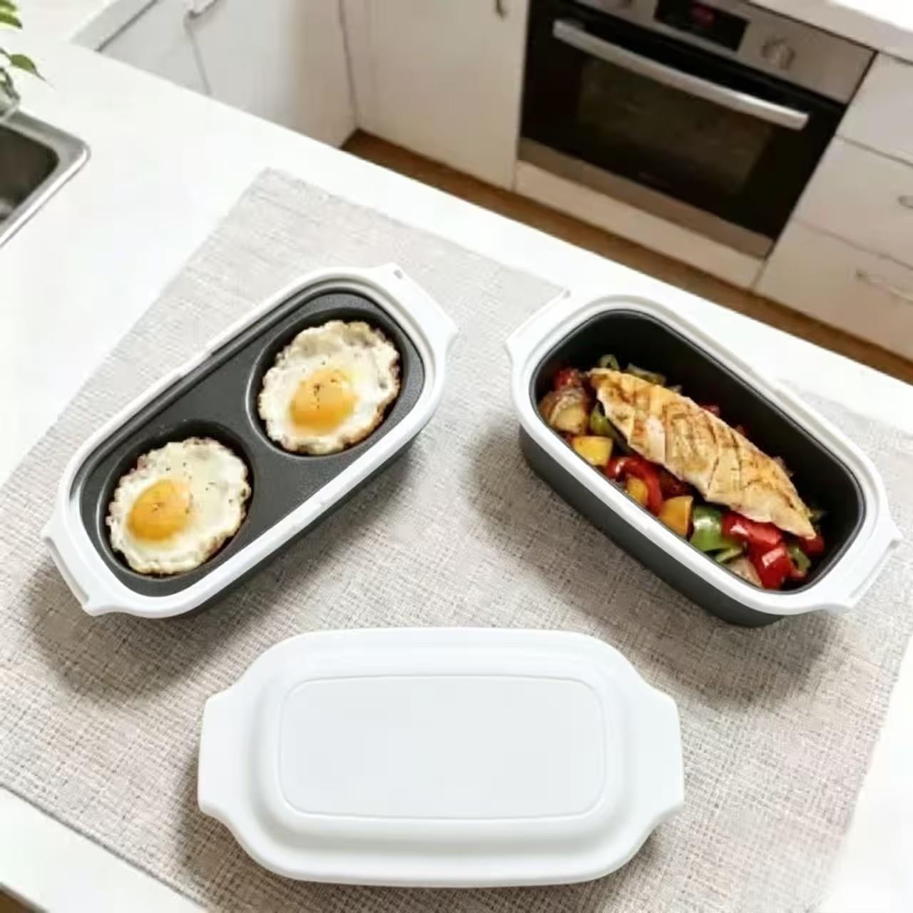 跨境微波炉专用烹饪盒套装多功能吐司盒煎蛋器煎鱼蒸饭日韩出口