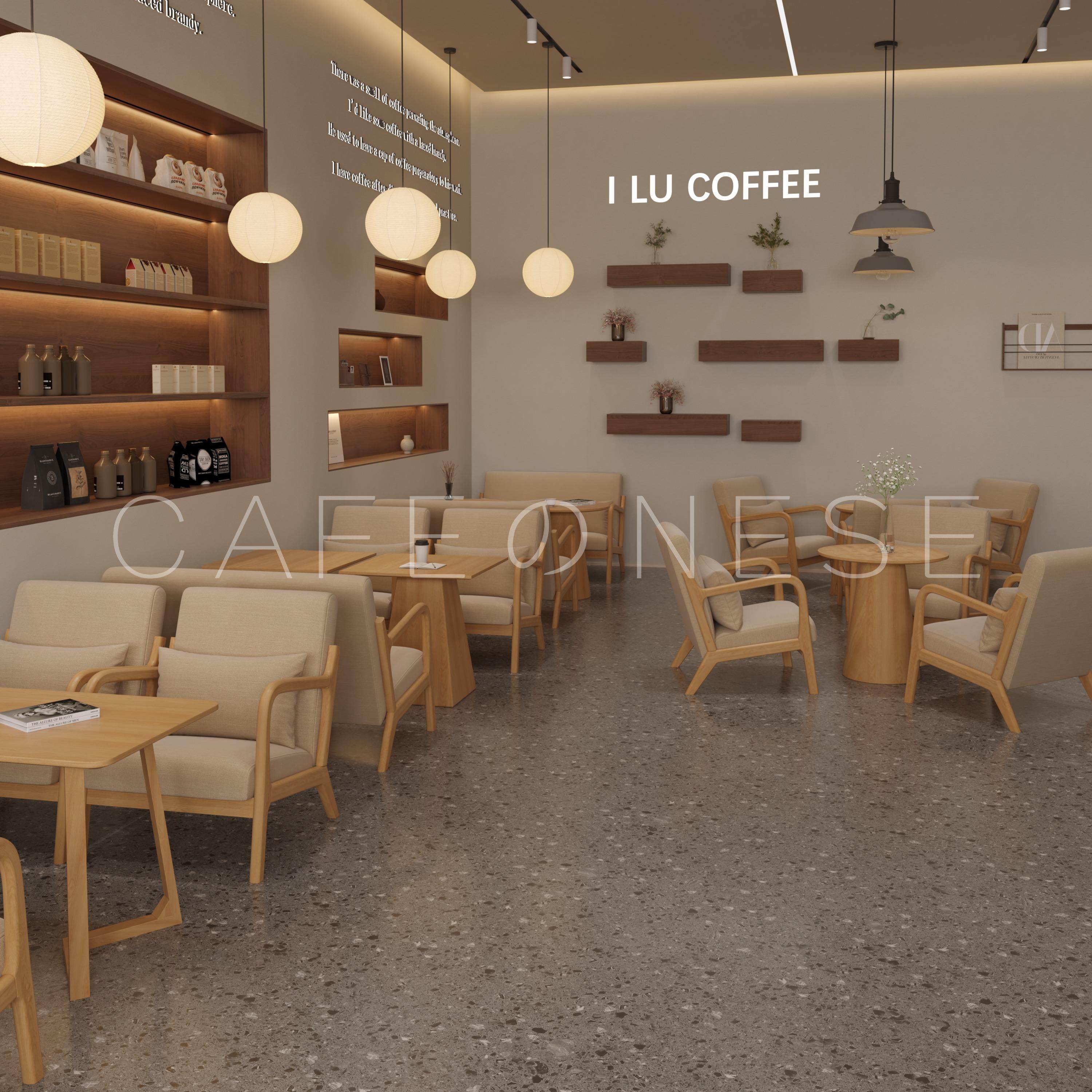 咖啡店厅实木桌椅组合甜品休闲 躺椅奶茶店设计师商用洽谈接待沙