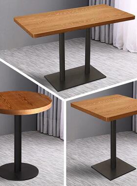 60x60实木小方桌咖啡厅奶茶店餐桌商用餐饮长桌洽谈小圆桌椅组合