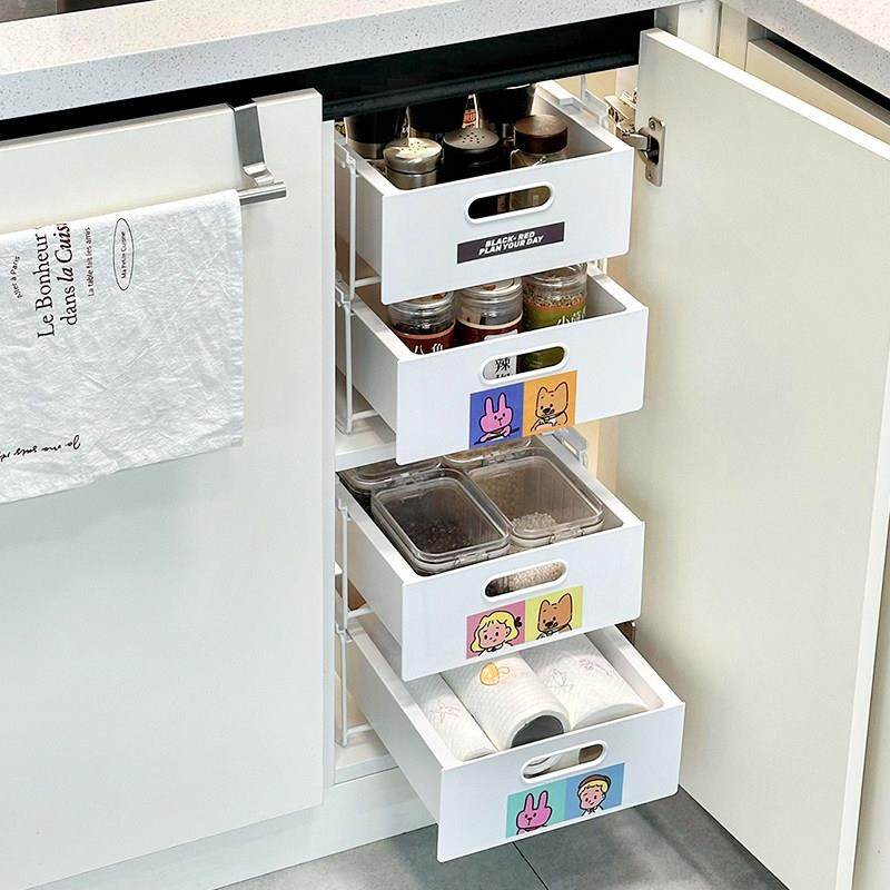 厨房深柜内窄柜抽拉篮式置物架调料保鲜膜碗碟锅具双层抽屉收纳架,厨房/烹饪用具,厨房置物架/置物柜/角架,淘宝优惠券,粉丝福利购,淘宝优惠卷