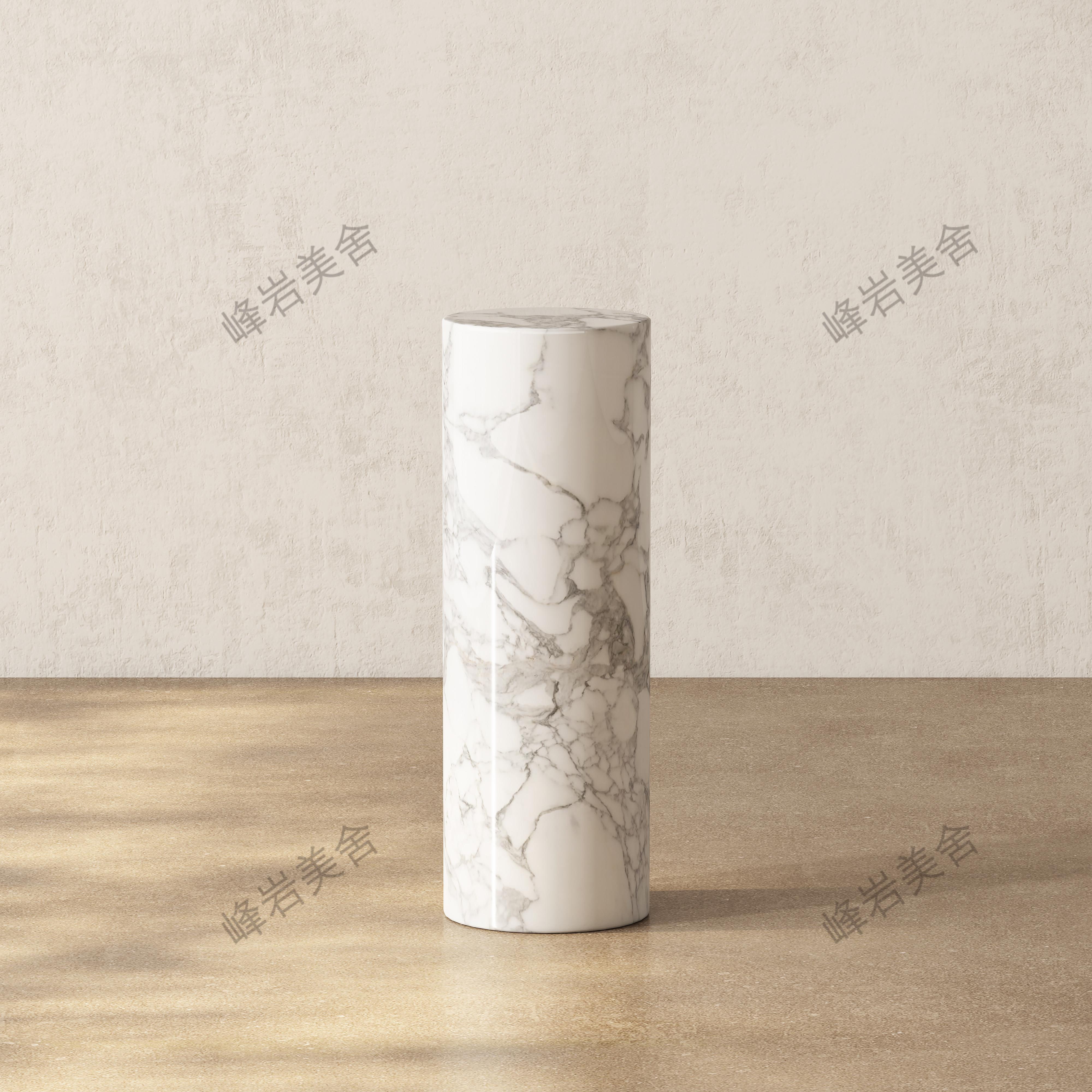 圆形立柱大理石摆件底座客厅落地高低展示台装饰墩子高端花架玄关