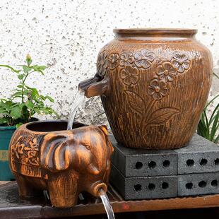 古法鱼缸鱼池造景全套生态瀑布过滤器养鱼陶瓷流水陶罐摆件循环水