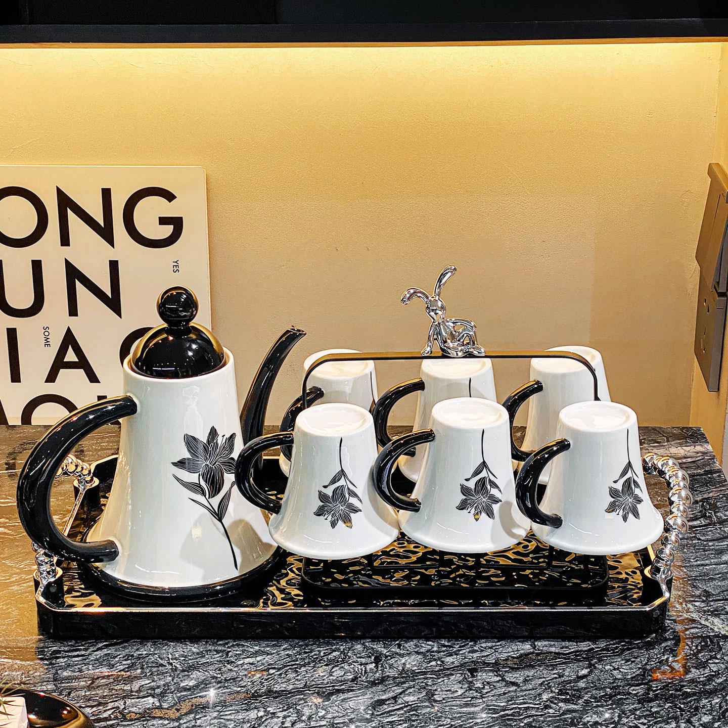 轻奢陶瓷水具套装客厅耐热冷水壶杯具高级感家用待客茶具喝水杯