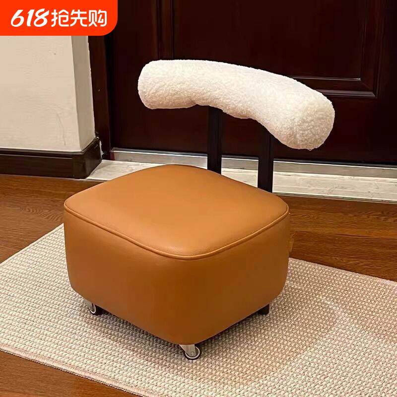 客厅旋转椅子万向轮溜溜凳换鞋凳儿童椅移动沙发家用滑轮矮凳靠背