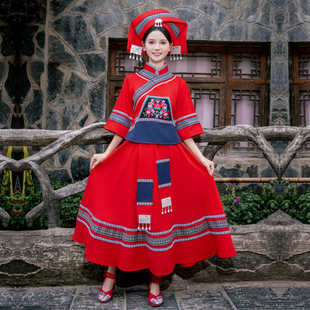 广西壮族服装女贵州苗族彝族侗族三月三民族演出服苗族服装表演服