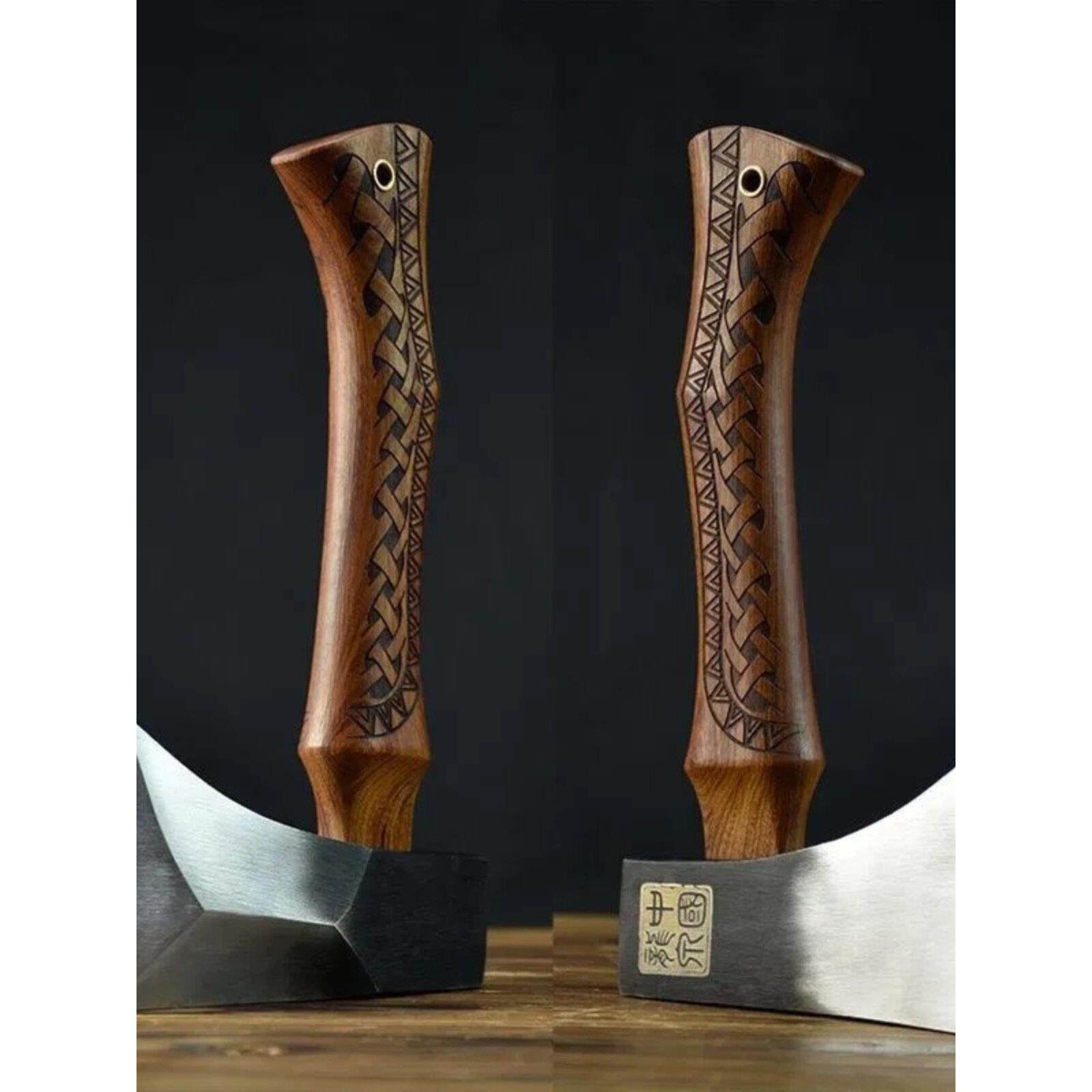 龙泉手作大砍骨刀家用小斧头多功能高锰钢纯手工重型便携式斩骨斧
