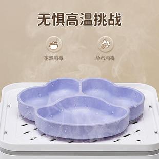 婴儿童辅食分格盘硅胶吸管碗学吃饭训练勺餐具 宝宝餐盘吸盘一体式