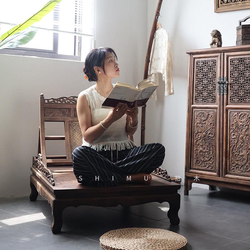 杭州手工卯榫实木中式禅椅 花梨木折叠躺椅 明清古典做旧风格