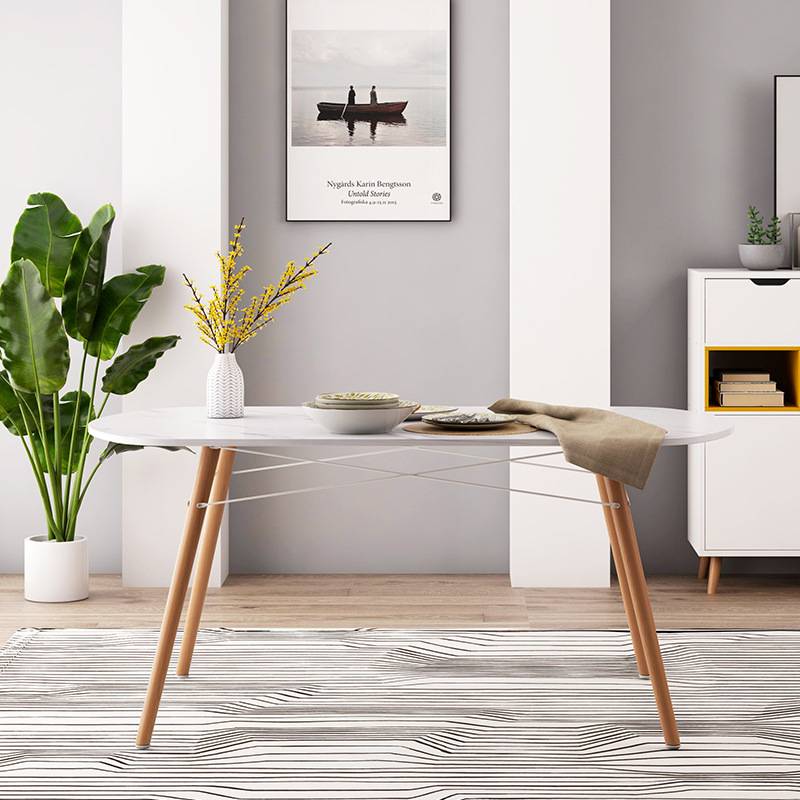 实木餐桌简约家用饭桌大理石纹小户型餐桌长方形实用餐桌