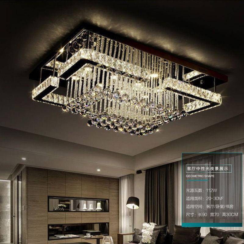 新款客厅水晶灯led吸顶灯轻奢圆形大厅简约现代卧室餐厅吸顶灯具