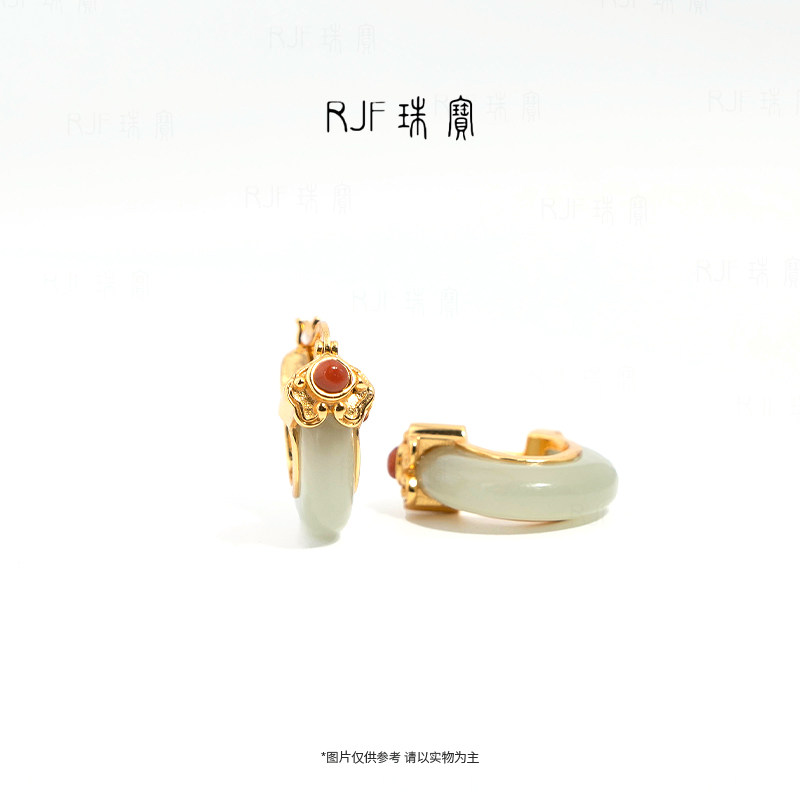 RJF【白灼】原创设计耳环轻奢国风百搭精致银镶女士耳饰,珠宝/钻石/翡翠,耳饰,淘宝优惠券,粉丝福利购,淘宝优惠卷