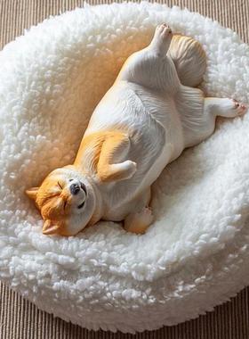 柴犬模型车摆件 不想起床的柴犬 疗愈摆饰 模型 限量珍藏版包邮