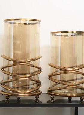 新中式家居饰品玻璃罩摆件美式轻奢玻璃工艺品摆设玄关桌面花瓶