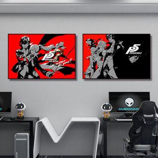 女神闻异录5装饰画卧室摩尔加纳P5R海报挂画电竞房芳泽霞游戏壁画