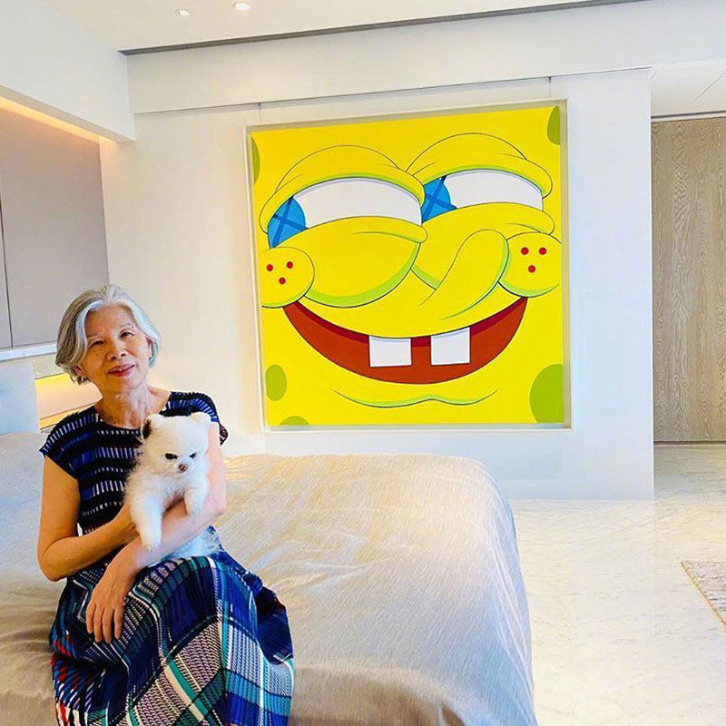 潮牌kaws联名海绵宝宝客厅装饰画