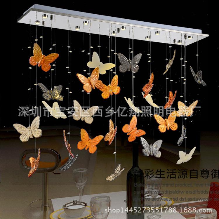 简约餐厅吊灯长方形吸顶灯LED饭厅吧台过道灯客厅创意蝴蝶吊灯