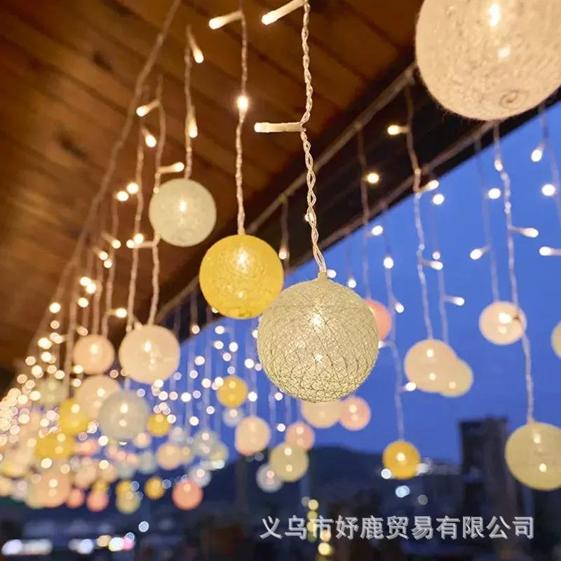 LED户外庭院太阳能防水棉线球冰条灯花园阳台露台氛围布置彩灯带