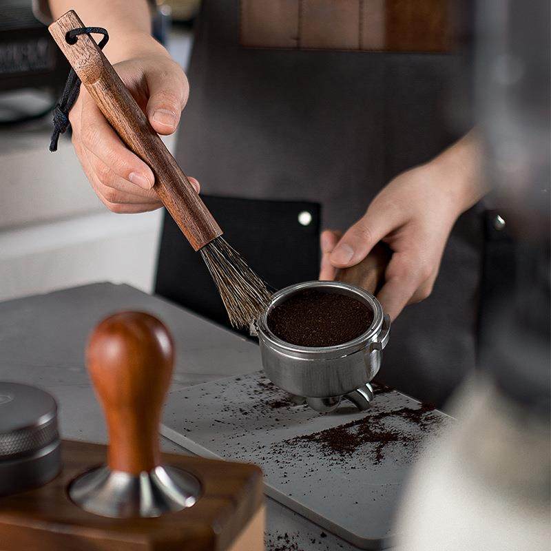 2U8K 咖啡磨豆机清洁刷清理刷胡桃木磨粉器防烫刷子咖啡店吧台刷